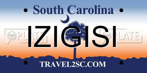 IZIGISI South Carolina License Plate