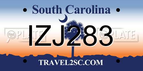 IZJ283 South Carolina License Plate