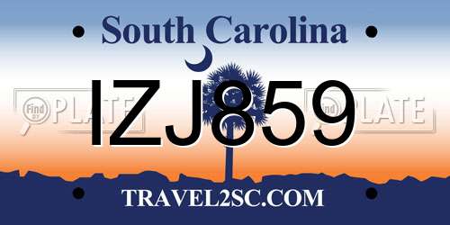 IZJ859 South Carolina License Plate