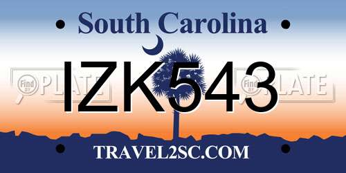 IZK543 South Carolina License Plate