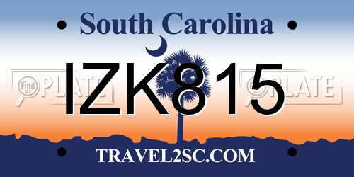 IZK815 South Carolina License Plate