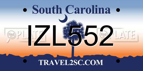 IZL552 South Carolina License Plate