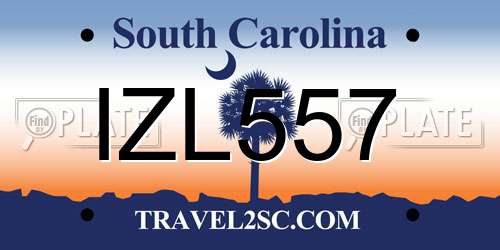 IZL557 South Carolina License Plate