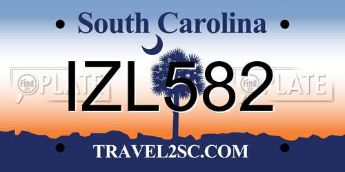 IZL582 South Carolina License Plate