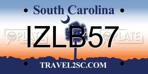 IZLB57 South Carolina License Plate