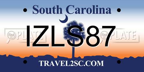 IZLS87 South Carolina License Plate