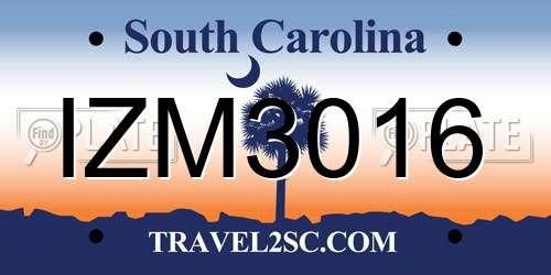 IZM3016 South Carolina License Plate
