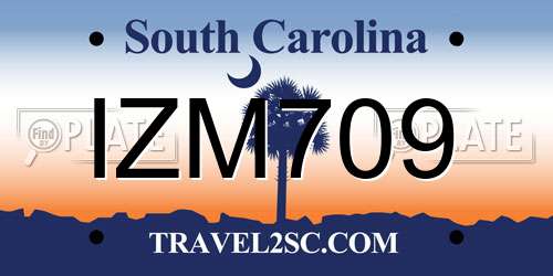 IZM709 South Carolina License Plate