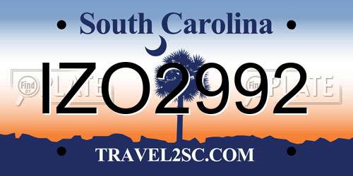 IZO2992 South Carolina License Plate