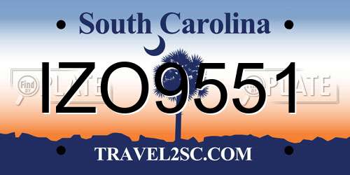 IZO9551 South Carolina License Plate