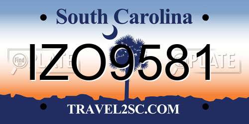 IZO9581 South Carolina License Plate