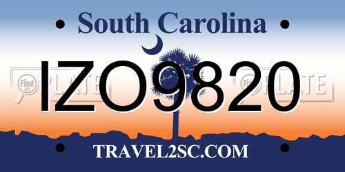 IZO9820 South Carolina License Plate