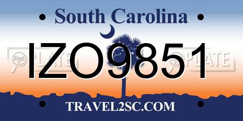 IZO9851 South Carolina License Plate