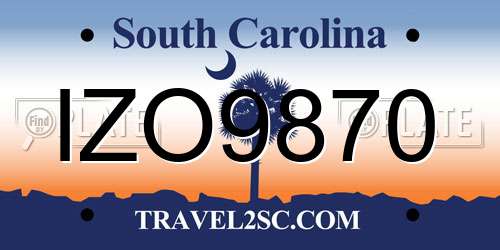 IZO9870 South Carolina License Plate
