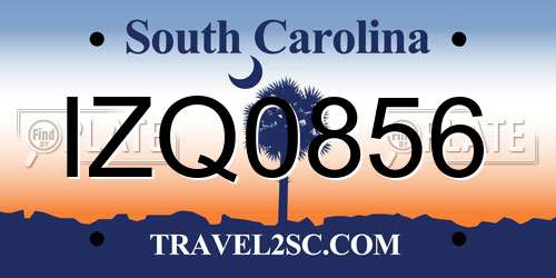 IZQ0856 South Carolina License Plate