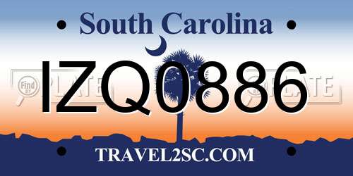 IZQ0886 South Carolina License Plate