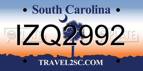 IZQ2992 South Carolina License Plate
