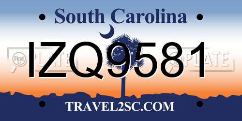 IZQ9581 South Carolina License Plate