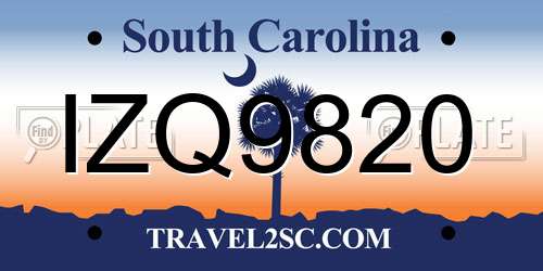 IZQ9820 South Carolina License Plate