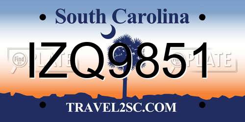 IZQ9851 South Carolina License Plate