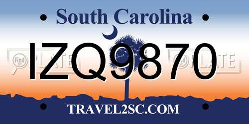 IZQ9870 South Carolina License Plate