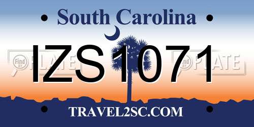 IZS1071 South Carolina License Plate