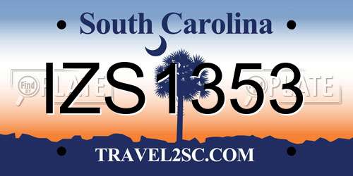 IZS1353 South Carolina License Plate