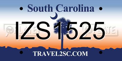 IZS1525 South Carolina License Plate