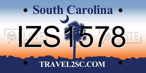 IZS1578 South Carolina License Plate