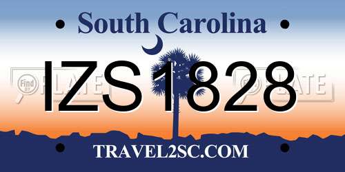 IZS1828 South Carolina License Plate