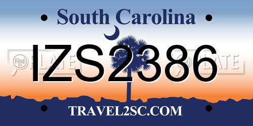IZS2386 South Carolina License Plate