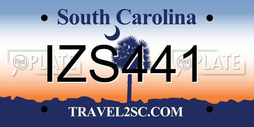 IZS441 South Carolina License Plate