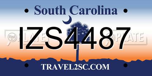 IZS4487 South Carolina License Plate