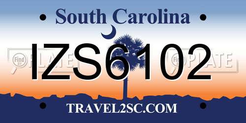 IZS6102 South Carolina License Plate