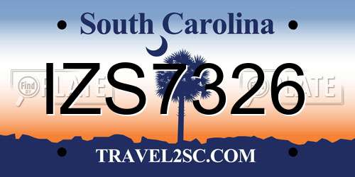 IZS7326 South Carolina License Plate