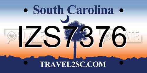 IZS7376 South Carolina License Plate