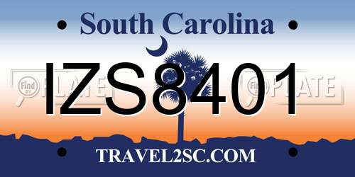 IZS8401 South Carolina License Plate