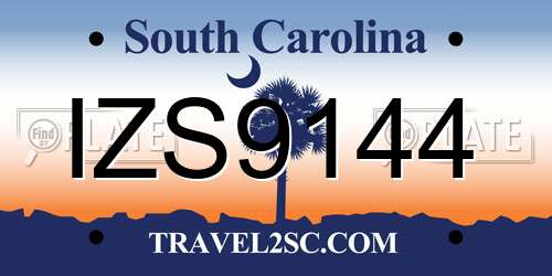 IZS9144 South Carolina License Plate