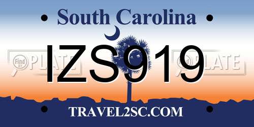 IZS919 South Carolina License Plate