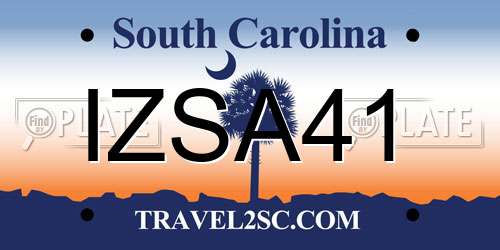 IZSA41 South Carolina License Plate
