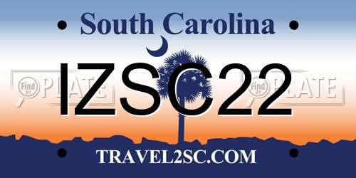 IZSC22 South Carolina License Plate