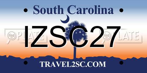 IZSC27 South Carolina License Plate
