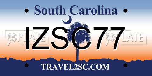 IZSC77 South Carolina License Plate