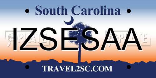 IZSESAA South Carolina License Plate