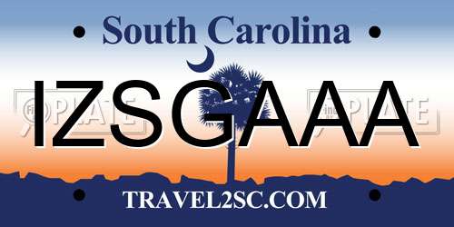IZSGAAA South Carolina License Plate