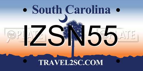 IZSN55 South Carolina License Plate
