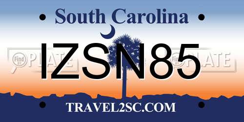 IZSN85 South Carolina License Plate
