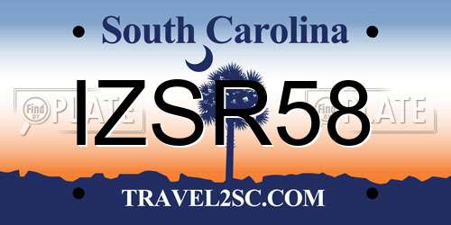 IZSR58 South Carolina License Plate