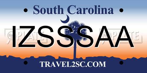 IZSSSAA South Carolina License Plate