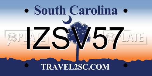 IZSV57 South Carolina License Plate